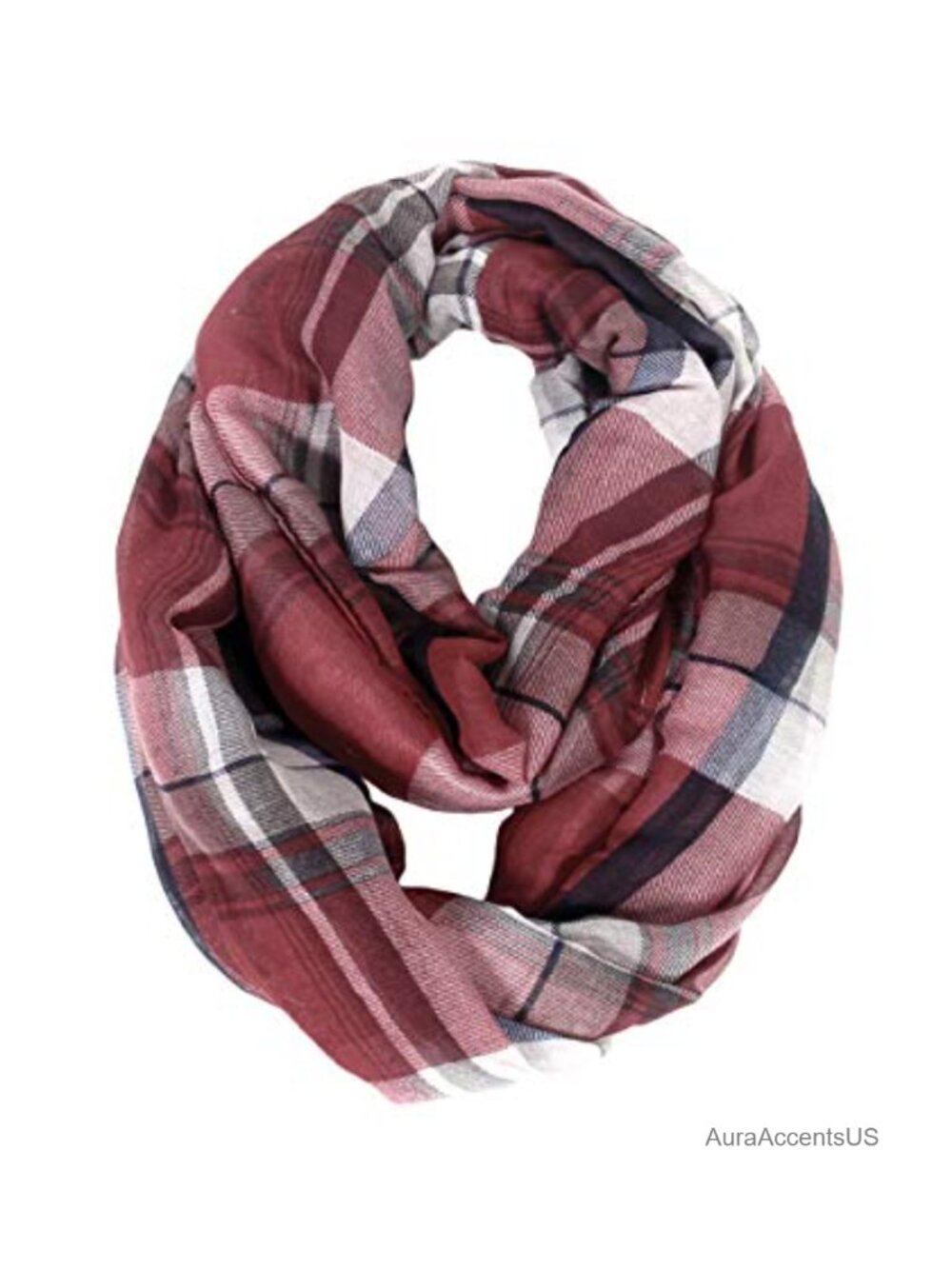 Tartan Plaid Infinity Scarf Lightweight 100% Polyester